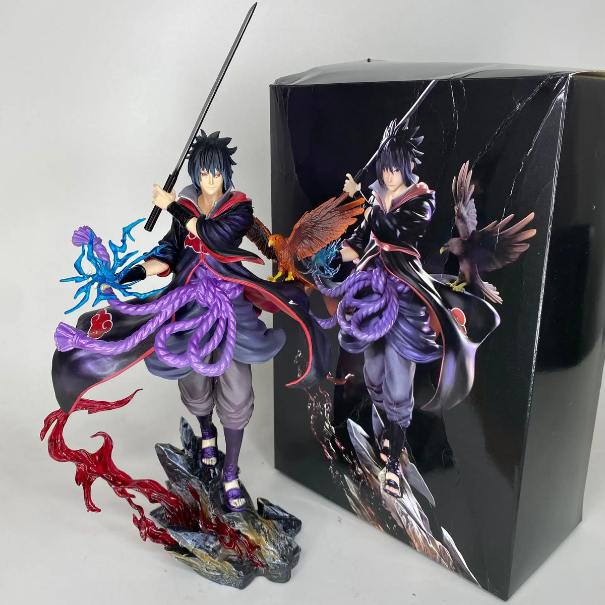 Anime Surroundings Naruto GK Ten Years Hundred Tolerate Lightning Cut Sasuke Sculpture Model Desktop Ornament Boxed Figurine