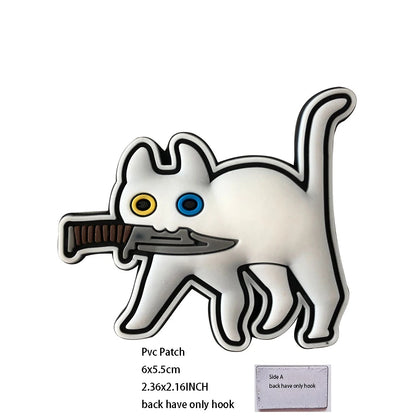 New Outdoor Bag Accessories: Satirical Cat Badge Graffiti Cat 3D PVC Magic DIY Bag Stickers Backpack Hook and Loop Patch