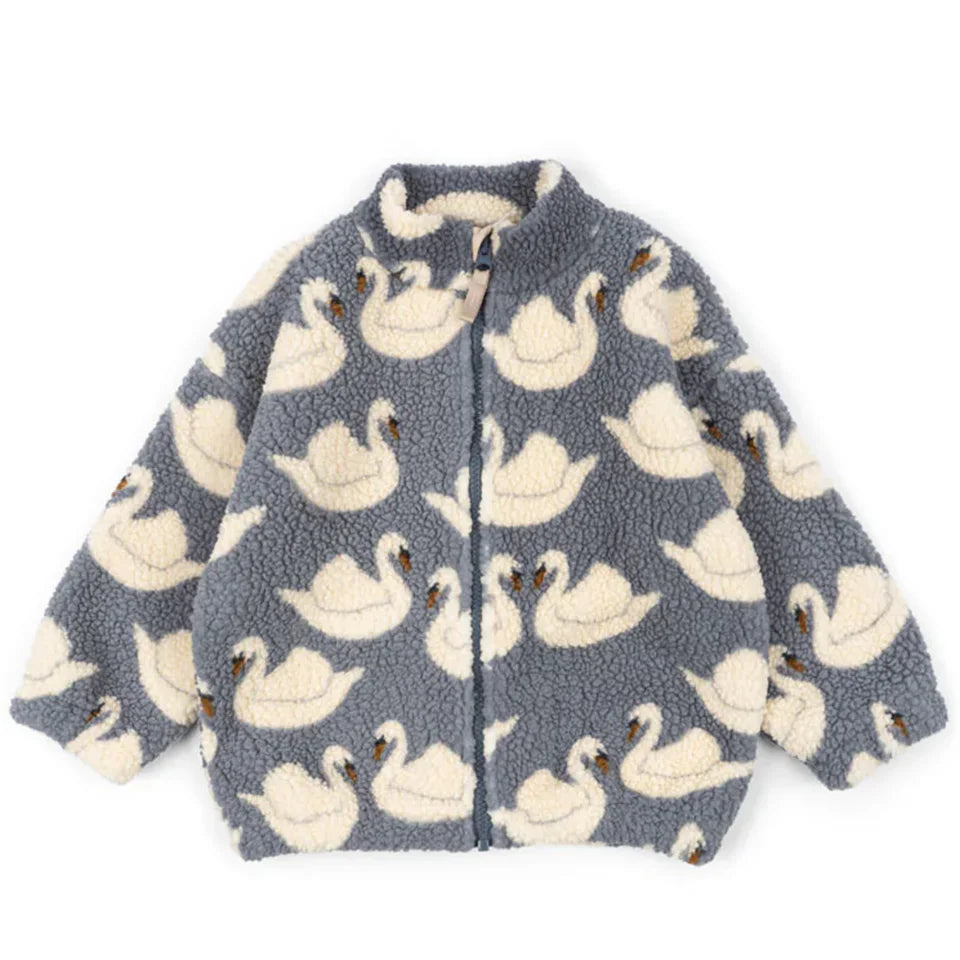 2026 KS Autumn Winter Baby Girls Boys Lambswool Jackets Boys Embroidery Cartoon Outerwear Kids Clothes Children's Coats 1-9Yrs