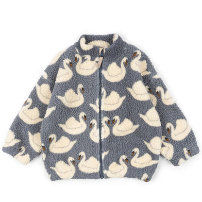 2026 KS Autumn Winter Baby Girls Boys Lambswool Jackets Boys Embroidery Cartoon Outerwear Kids Clothes Children's Coats 1-9Yrs