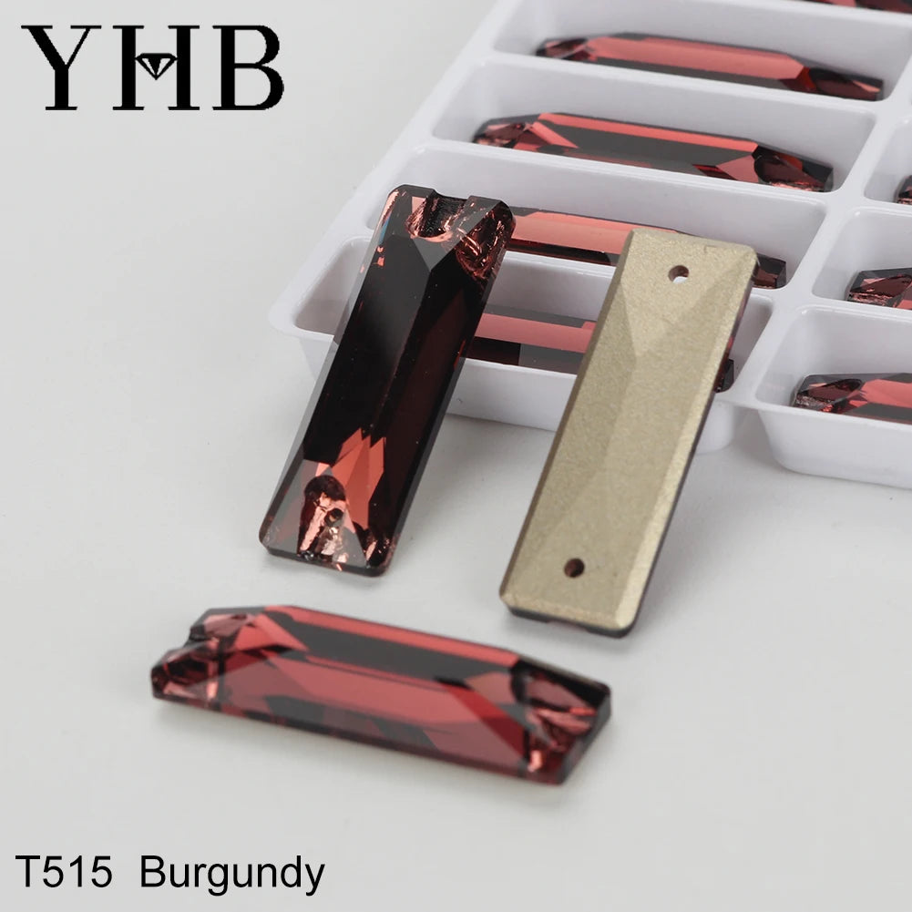 YHB Top Quality Cosmic Baguetee Glass Crystal AB Moonlight Sewing Stones Flatback Sew on Rhinestones For Garment Clothes Bags
