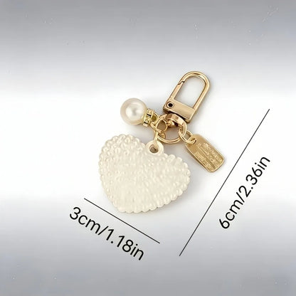 30pcs/10sets Faux Pearl Heart Keychain Set, Love Charm Metal Key Rings with Gift Cards&Bags, Wedding Party Favors for Women