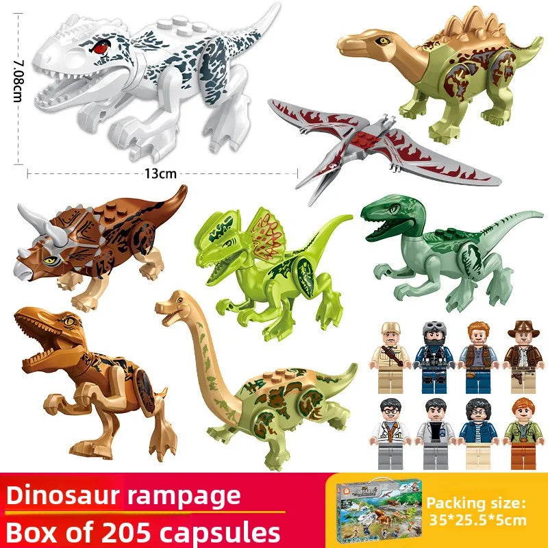 Armed Tyrannosaurus Rex building blocks with chariots, dolls and dinosaurs assembled model children's educational toys