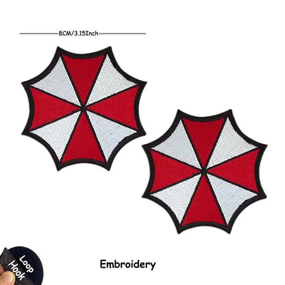 1PC,2PCS/ Umbrella Corporation PVC Rubber Morale Emblem,Biohazard Insignia Applique Embroidered patches,Tactical Backpack Badges