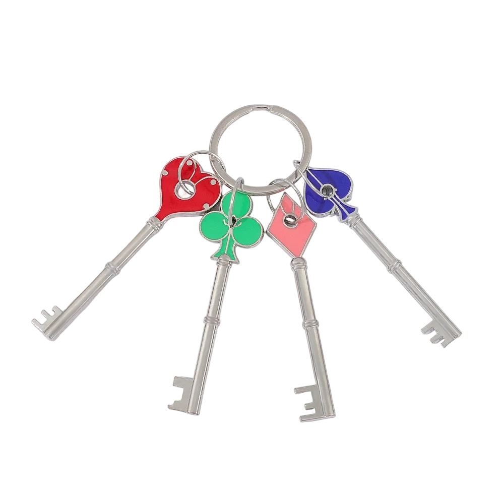 Resident Evil 2 Remake RPD Key Square Plum Heart Keychains Keyring for Men Key Holder Collectible Gift Fan Gear