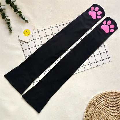 Womens Over Above Knee Socks Thigh High Stockings Kitten Claw Cat Paw Pad Ladies pink 3D Long Sock Cosplay Harajuku Y2k female