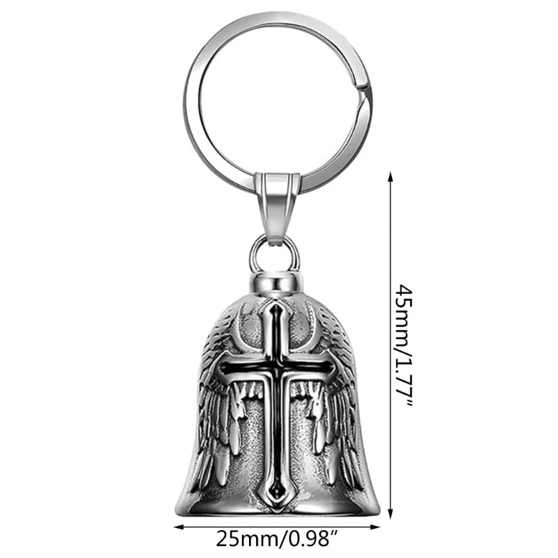 Guardian Bell Motorcycle Bells, Stainless Steel Motorcycle Bell Lucky Charm, Motorcycle Bell Hanger, Chrome for Motorc