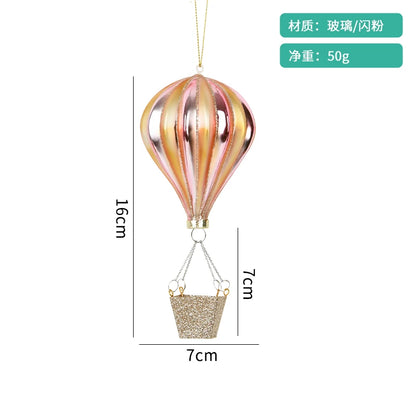 Christmas Decorations Creative Glass Painted Ornaments Astronaut Hot Air Balloon Globe Small Pendants Christmas Tree Hanging Decorations