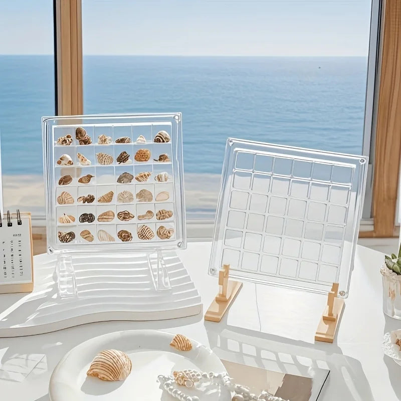 36 Grids Acrylic Seashell Display Box with Magnets Durable Starfishs Trinket Storage Case for Bead Nail Jewelry