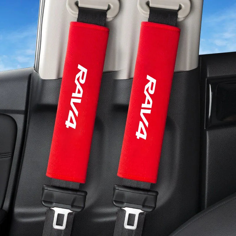 2Pcs Car Seat Belt Cover Suede Fluff Breathable Protection Pad For GR Sport Gazoo Racing RAV4 C-HR RZ Yaris Mark x Prado