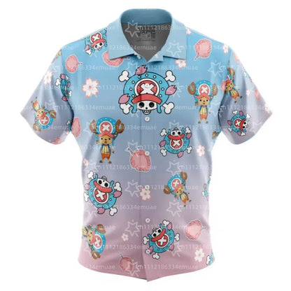 2026 Doflamingo Pattern One Piece Button Up Hawaiian Shirt Sports Dry Quickly Men's Shirt Children's Clothing Tee Top Y2k Woman