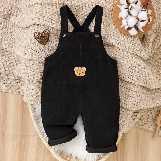 Warm Winter Corduroy Overalls for Baby Toddler Cartoon Decorated Loose Fit Windproof Cold Protection Home Outfit for Toddlers