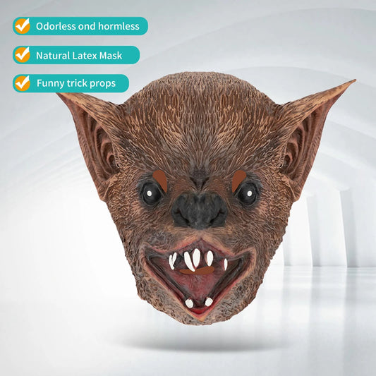 1PC super realistic bat mask, Halloween party costume mask, role-playing props, latex material