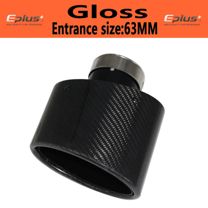 Oval Gloss Carbon Fiber Universal Car Mufflers Tip Exhaust Pipe Nozzle Decoration stainless steel Black silvery Tilting Left Rig
