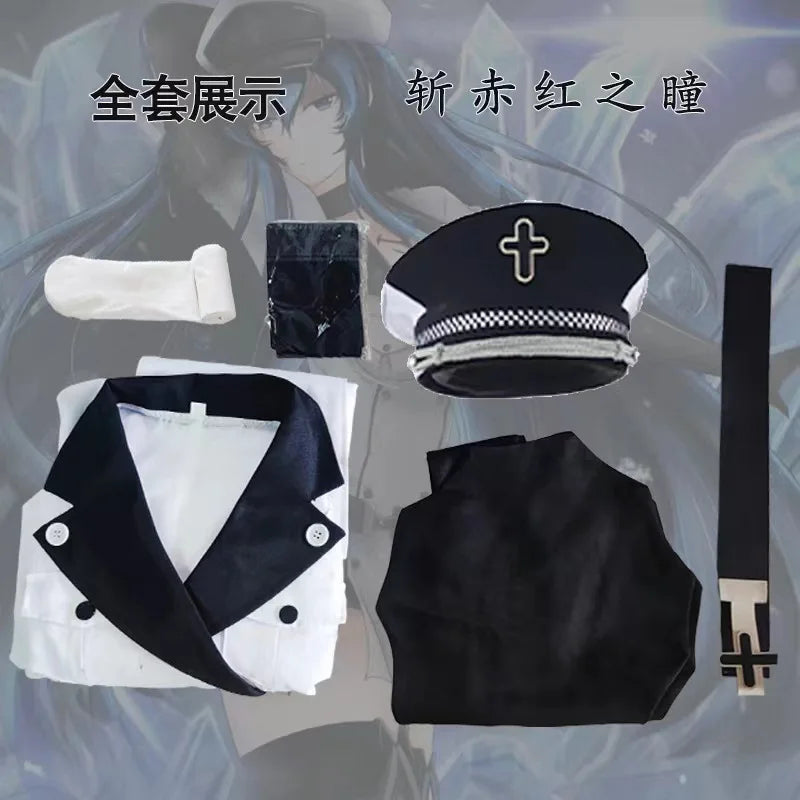Anime Akame Ga KILL Esdeath Cosplay Costume with Hat Socks Wig Outfits for Women Full Set Esdeath Empire General Outfits Party2D