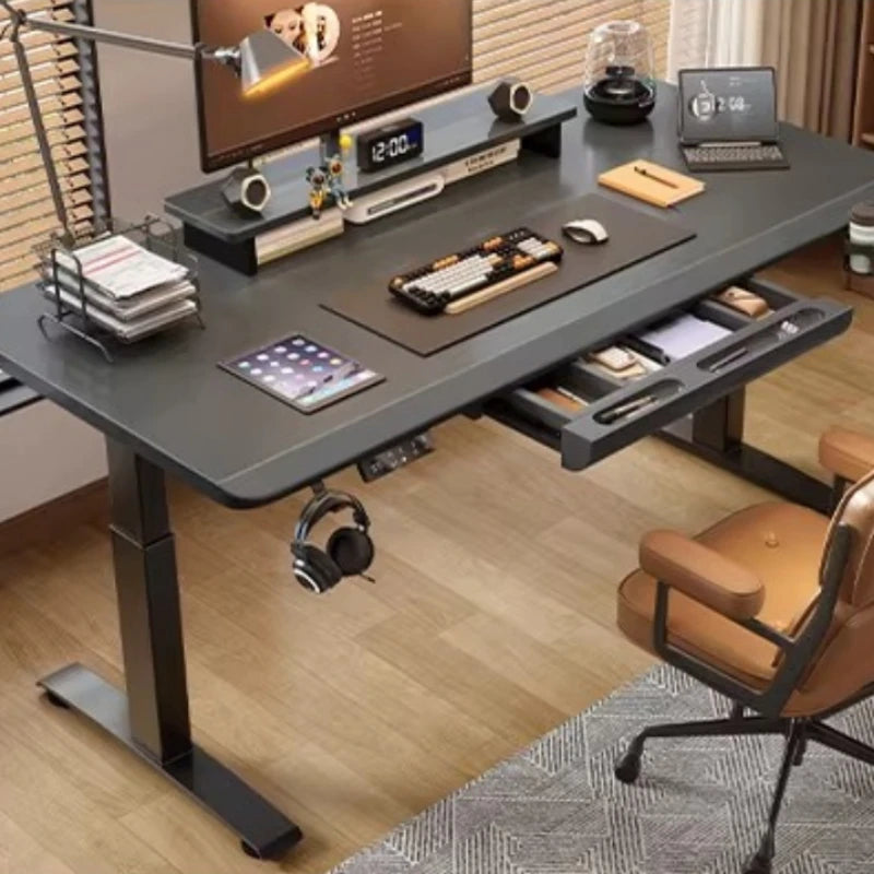Solid wood electric lifting table with drawers computer table home gaming desk table workbench office desks and workstations