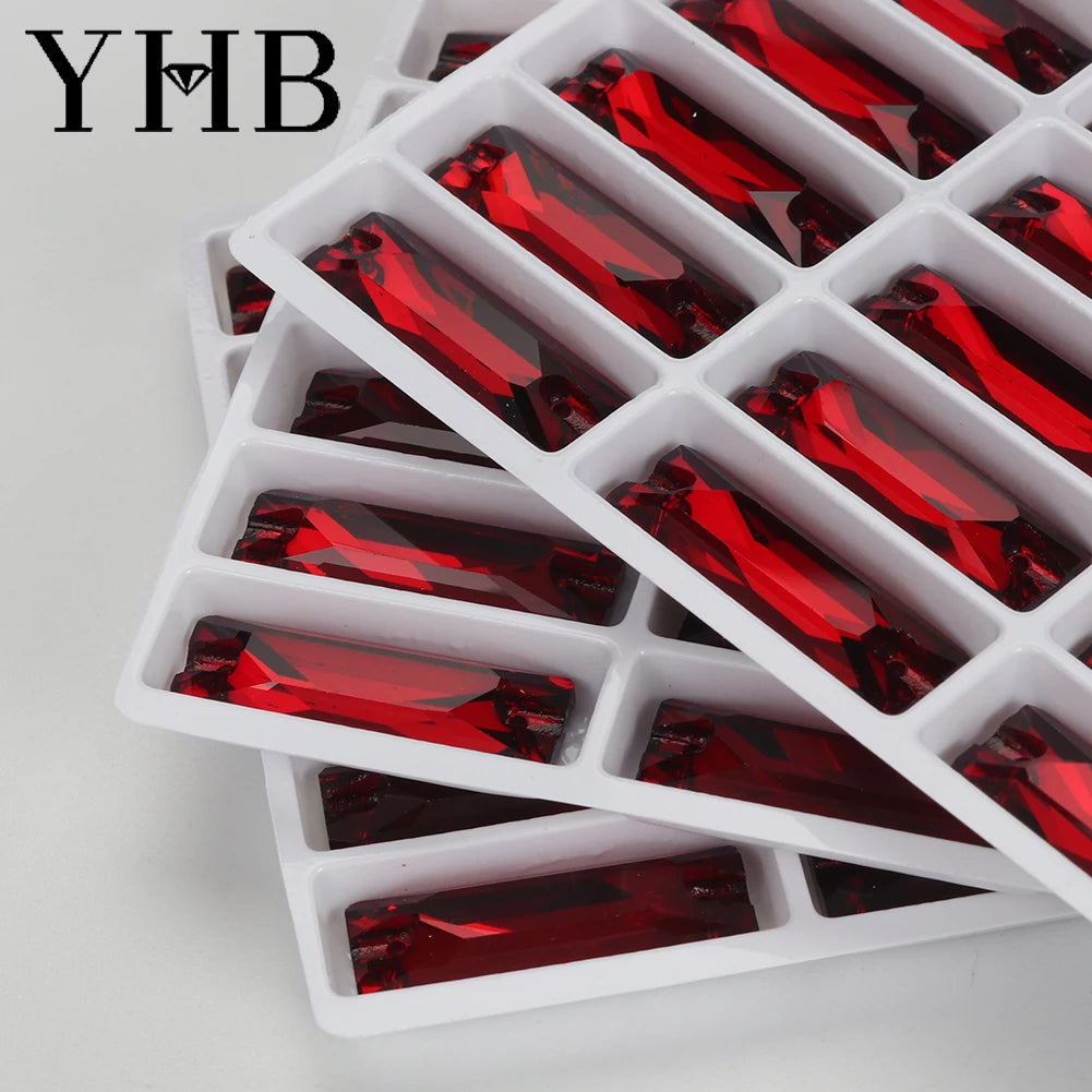 YHB Top Quality Cosmic Baguetee Glass Crystal AB Moonlight Sewing Stones Flatback Sew on Rhinestones For Garment Clothes Bags