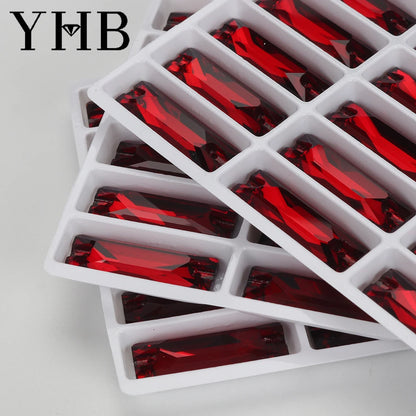 YHB Top Quality Cosmic Baguetee Glass Crystal AB Moonlight Sewing Stones Flatback Sew on Rhinestones For Garment Clothes Bags