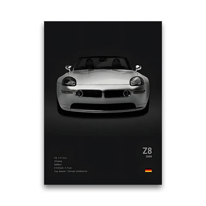 2-A1 Famous Cars G80 M3C Canvas Wall Art Print Poster E30 M3 Z8 Decorative Mural Modern Home Decor Birthday Gift Unframed