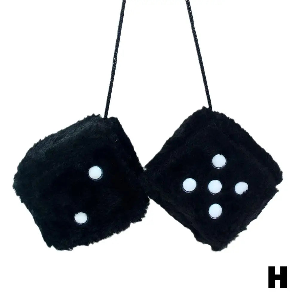 Big Long Hair Hot Stamping Dot Dice Plush Toy Cube Pendant Car Ornament Sieve Anime Car Decoration Accessories Auto Pendant