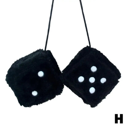 Big Long Hair Hot Stamping Dot Dice Plush Toy Cube Pendant Car Ornament Sieve Anime Car Decoration Accessories Auto Pendant