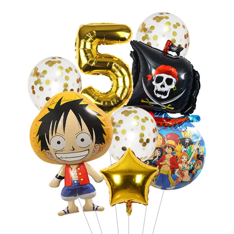 Anime One Piece Aluminum Film Balloons Luffy Shape Foil Balloon Boys Birthday Party Decoration Items