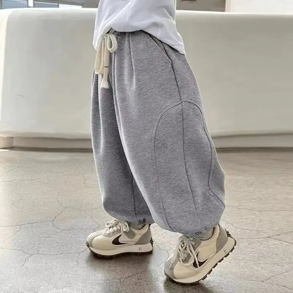 Children Clothes Boys Casual Pants Spring Autumn 2026 New Fashionable Solid Color Simple Kids Loose Simple Full Length Pants