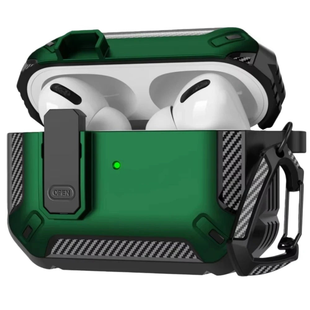 for AirPods Pro 3 Camo Green Case Cover with Lock for Men Military Rugged Full Body Shockproof Protective Case for AirPods Pro 3