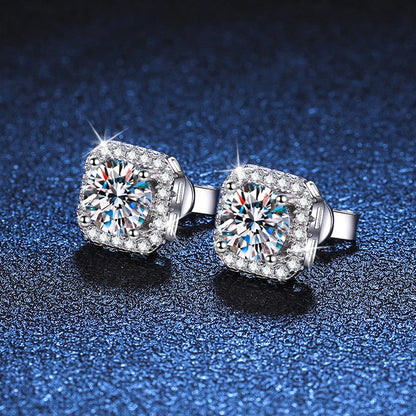 Neetim Real 0.5-1 Carat D Color Moissanite Stud Earrings For Women 100% 925 Sterling Silver Sparkling Earring Wedding Jewelry
