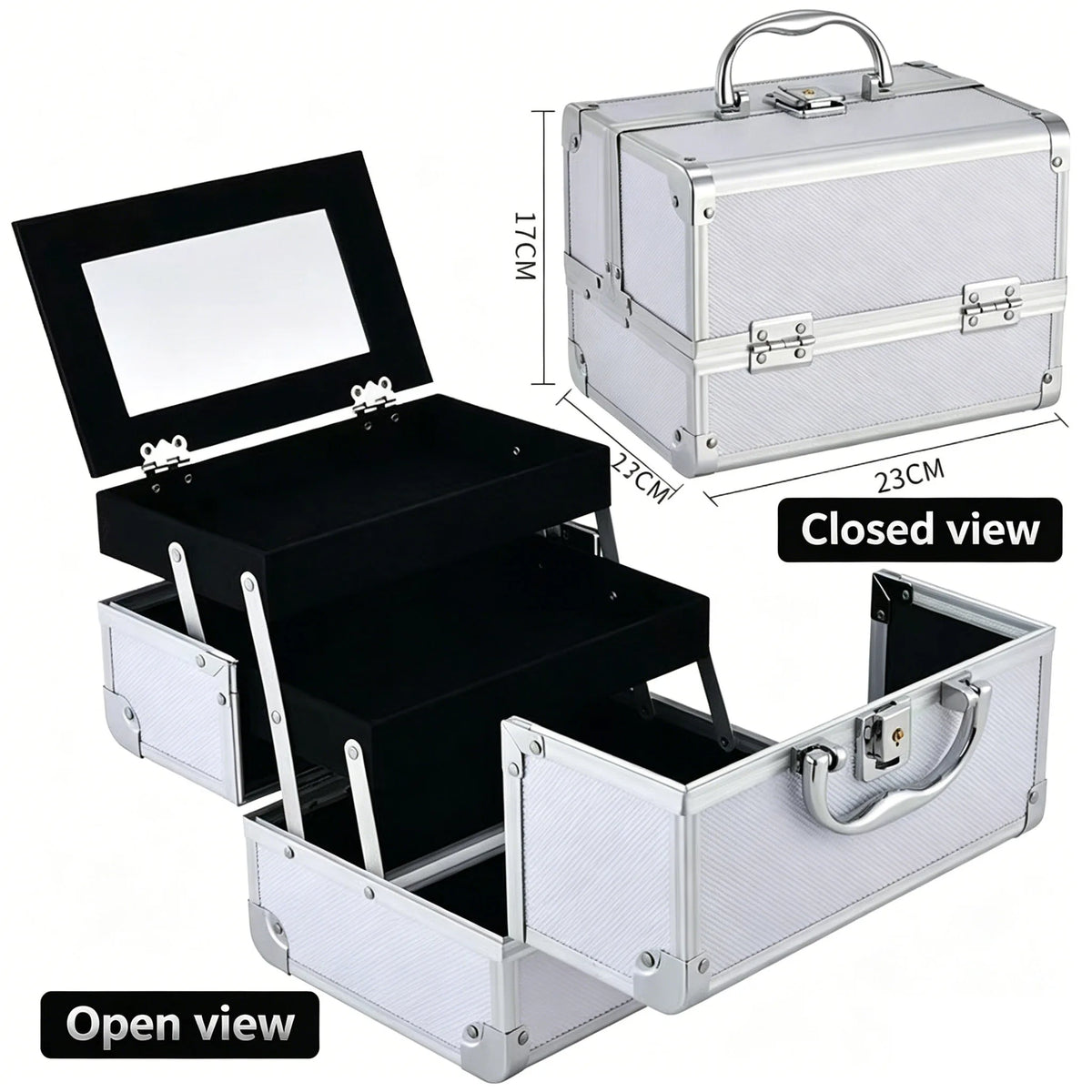 Portable Makeup Case with Lock & Mirror | Professional Cosmetic Organizer for Travel, Nail Tech & Aestheticians | Secure Storage