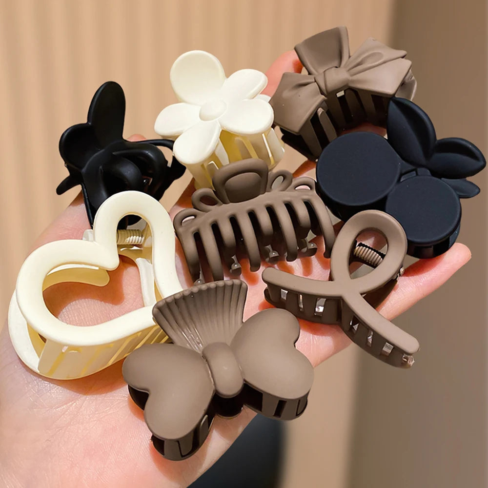8-Piece Girls Hair Claw Set Bow Flower & Heart Shapes Fashionable Hair Clips for Daily Casual Wear Cute Girl Hair Accessories