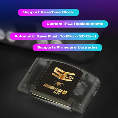 SC64 SummerflashX5 gold cart 64 Open Source N64DD Flash TF Cart SC64 GBC SNES 64DD 5000-in1 Retro Video Game Console Accesories