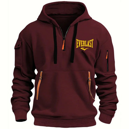 2026 Latest Men's Printed Hoodie Casual Retro Sports Pullover Harajuku Zipper Long Sleeved Multi Pocket Casual Loose Jacket