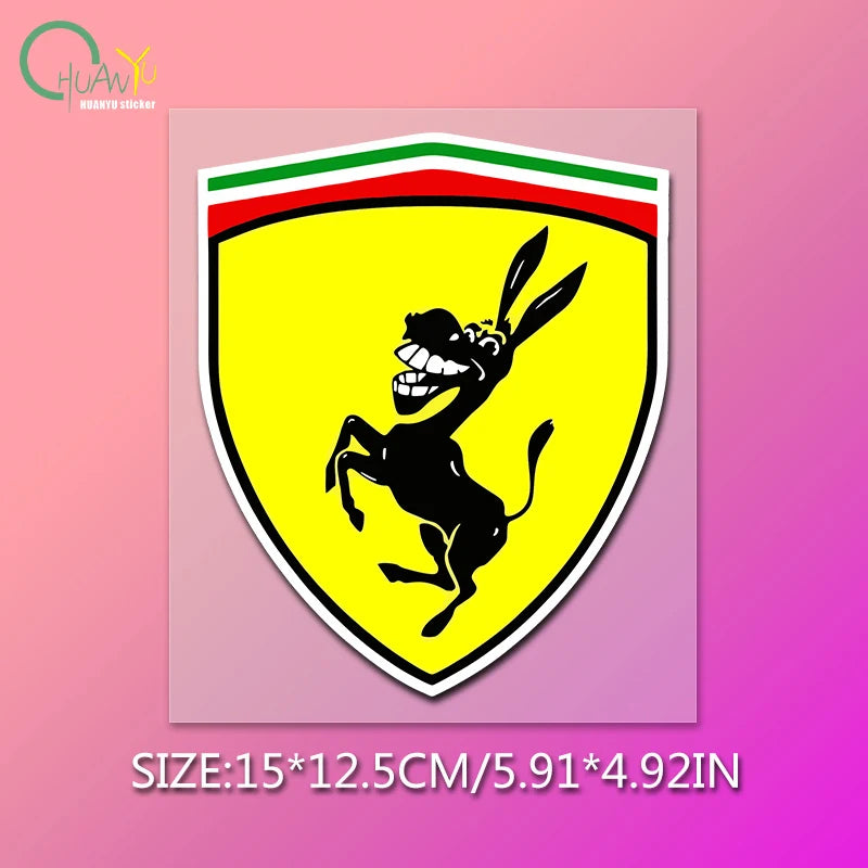 Car Sticker Donkey Pattern Reflective Self-adhesive Decal Decoration Shield Stickers Replacement for Ferrari