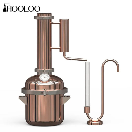 HOOLOO 8L Copper Distillation Equipment for Essential Oil Hydrosol Direct Fire Botanical Distiller for Herbs Plants & Flowers