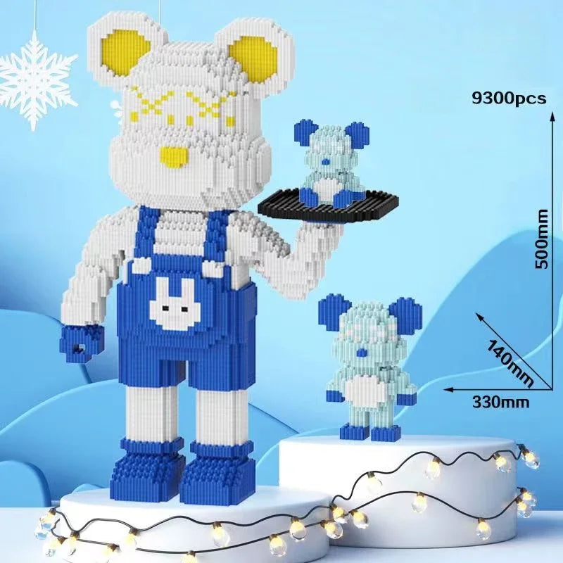 Violent Bear Building Blocks Couple's Tray Small Particle Assembled Toy High Beauty Ornament Holiday Birthday Gift