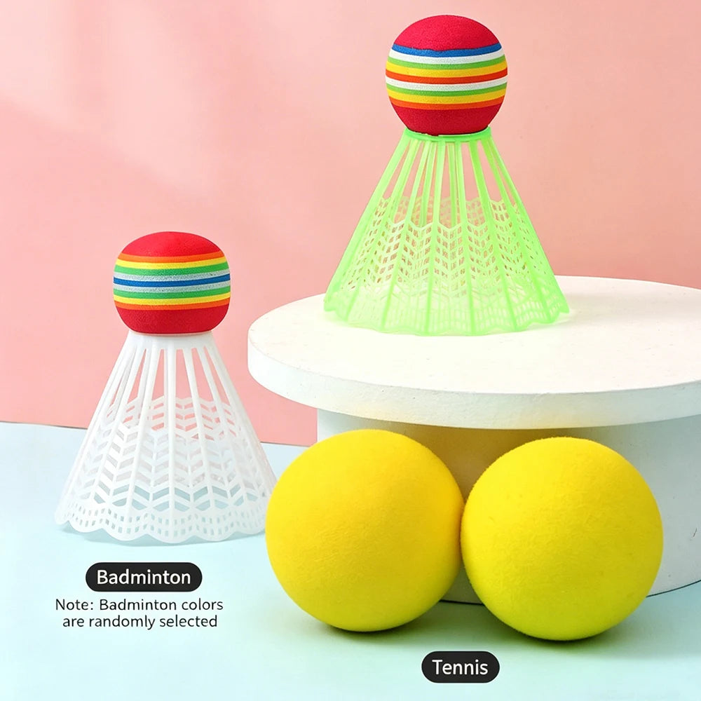 Children's badminton tennis racket exercise reaction ability beginners family outdoor beach tennis kindergarten baby parent-chil