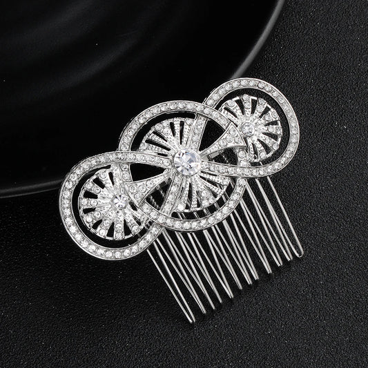 Europe and The United States Style Alloy Plug Comb Retro Headdress Coiffure Rhinestone Hair Comb Women's Hair Clips Jewelry