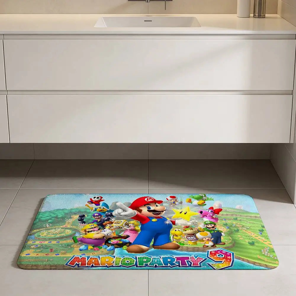 Game M-marioes Cartoon Bathroom Mat Anti-slip Absorb Water Long Strip Cushion Bedroon Mat Welcome Doormat