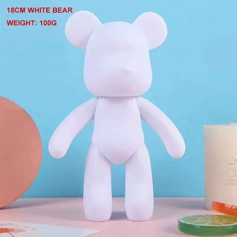 Creative Fluid Bear Handmade DIY Painting Violent Bear Sculpture White Mold Doll Figurine Toys Animal Bear Home Decor Ornaments