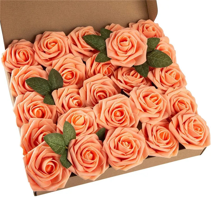 10~100pcs Rose Artificial Flowers Foam Fake Roses Wedding Bouquets Centerpieces Mothers Day Valentines Gifts Party Decoration