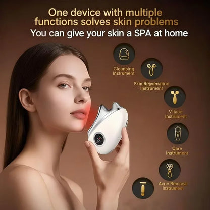 4 in 1 EMS Facial Neck Beauty Scraping Massager Microcurrent LED Light Vibration Portable Skin Care Tool Firming Anti Aging