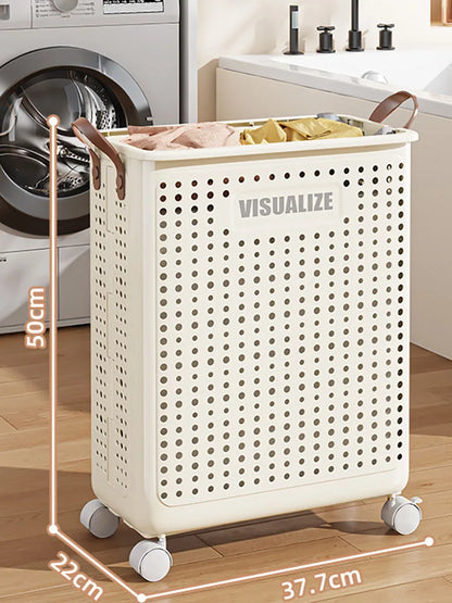Extra Large Wheeled Folding Laundry Basket Breathable Large Capacity with Handles Suitable For Families Hotels and Dormitories