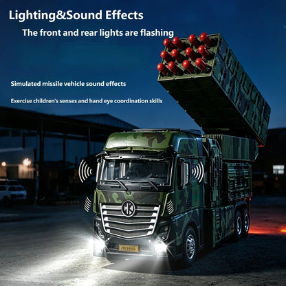 Alloy Remote Control Missile Launch Truck, 12 Shots Camo RC Car，Adjustable Turret, Rechargeable Vehicle Birthday Kids Gift