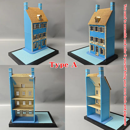 Assembly Architectural Building Model Sand Table Normandy Cafe Club Diorama Scale Model Kit Display Base Stand 1/35