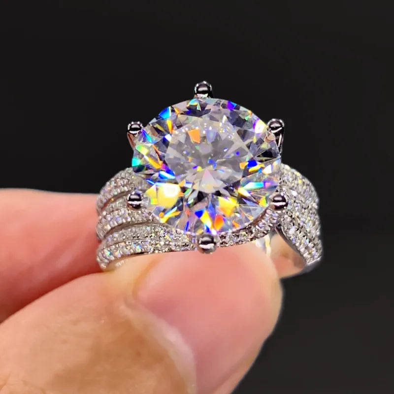New 925 Sterling Silver Moissanite Luxury Ring for Women Engagement Wedding Classic High Quality Jewelry Birthday Gift Fashion