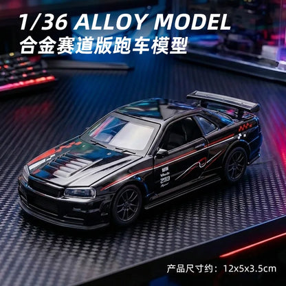 1:36 R34 MX5 RX7 AE86 Diecast Model Car Alloy Simulation Car Model for Display & Collection