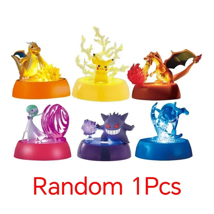 Original Pokemon Pikachu Action Figure Blind Box 7.5cm with Light Anime Figure Collection Toy Gengar Charizard Desk Decor