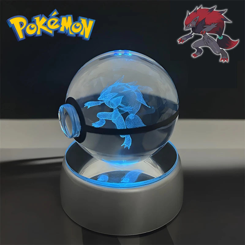 Pokemon 3D Crystal POKE BALL Figure Toys Snivy Dragonair Blastoise Venusaur Milotic Raichu Night Light LED Lamp Base Model Dolls