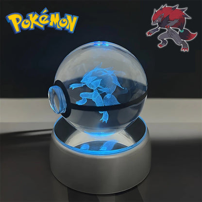 Pokemon 3D Crystal POKE BALL Figure Toys Snivy Dragonair Blastoise Venusaur Milotic Raichu Night Light LED Lamp Base Model Dolls